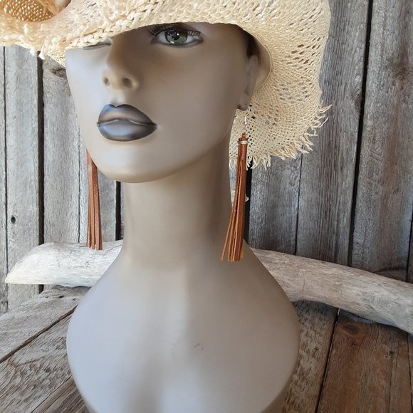 Handmade Leather Fringe Earrings - Picture 8 of 11